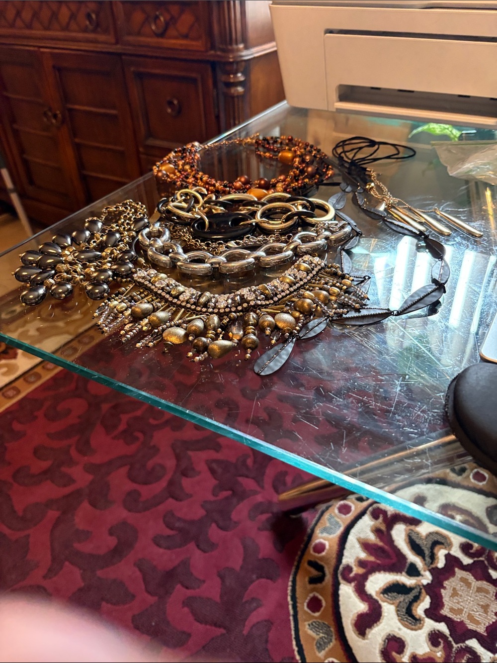 CHICO’S Multi-Stranding Metallic,Black Necklace,Links,Like New